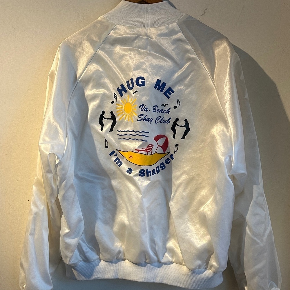 Vintage White Beach Club Bomber Jacket